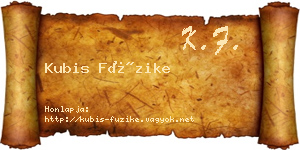 Kubis Füzike névjegykártya